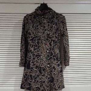 Desigual Black and Gold Blazer with A-Line Silhouette